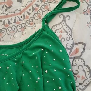 Green spaghetti strap top